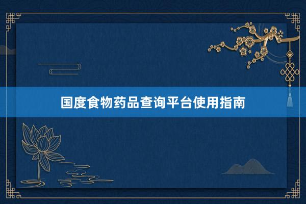 国度食物药品查询平台使用指南